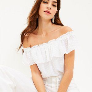 LOFT | Clip Flutter Square Neck Shell | White | XL